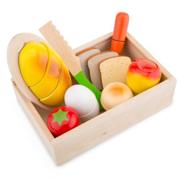 Дървен комплект за рязане- кутия Готови за закуска- аксесоар за детска дървена кухня-дървени играчки-bellamie