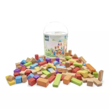 Цветен дървен конструктор от 100 части с кутия New Classic Toys
