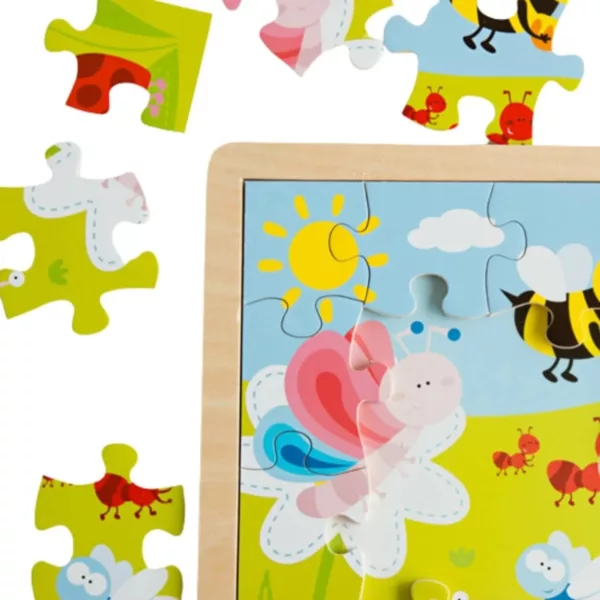 Дървен пъзел насекоми детайл пеперуда цветен Viga Toys дървени части