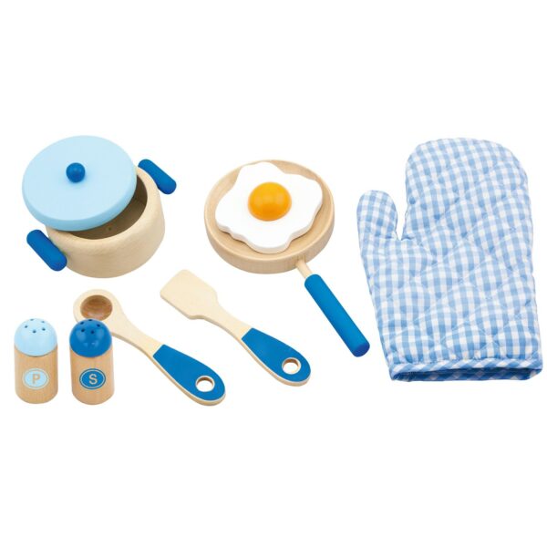 Дървен син комплект за готвене от Viga toys-bellamiestore