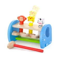 Дървена игра с чукче и животни Viga Toys цветна образователна игра за деца