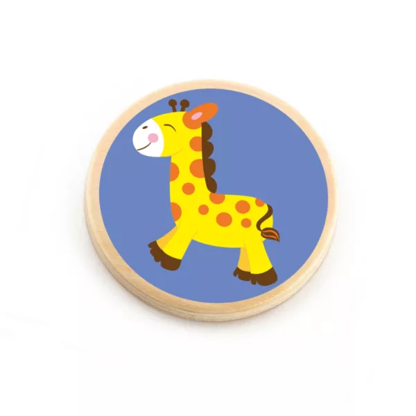 Игра за памет с животни Viga Toys дървена мемори плочка жираф цветна 3+