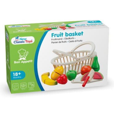 Дървенa играчкa - Кошница с плодове за рязане- аксесоар за детска дървена кухня-bellamiestore