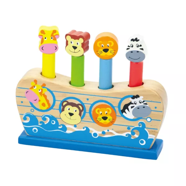 Дървена играчка с подскачащи животни Viga цветна игра за моторика от дърво за деца 1+