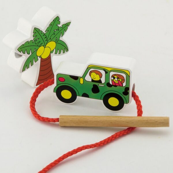 Дървенa играчка за нанизване - Зоопарк - образователни играчки-bellamiestore