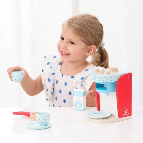 Дървена кафемашина за деца New Classic Toys игра с чашки 3+