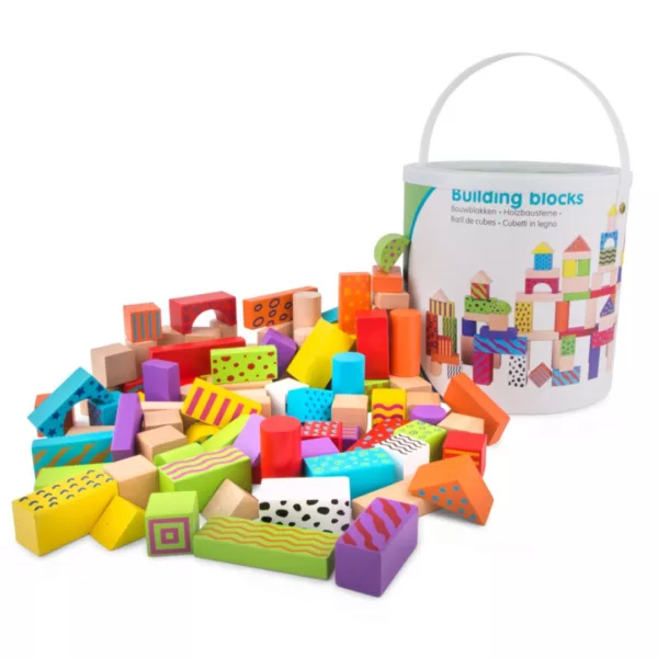 Дървен конструктор от 100 части Фантазия с кутия New Classic Toys