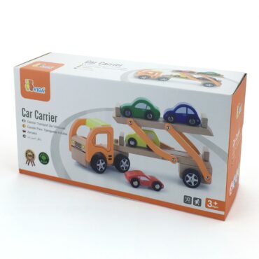 Дървен детски камион - автовоз с четири коли - дървена играчка(2)-bellamie