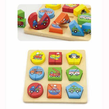 Детски пъзел с геометрични форми-Колите-Viga toys-Bellamie