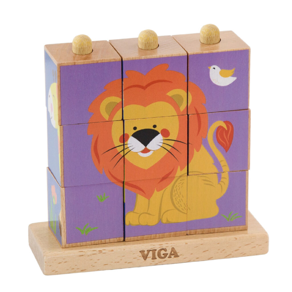 Детски пъзел от дървени кубчета Сафари от Viga toys-bellamiestore