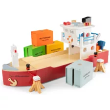 Детски товарен кораб с 4 контейнера и аксесоари New Classic Toys