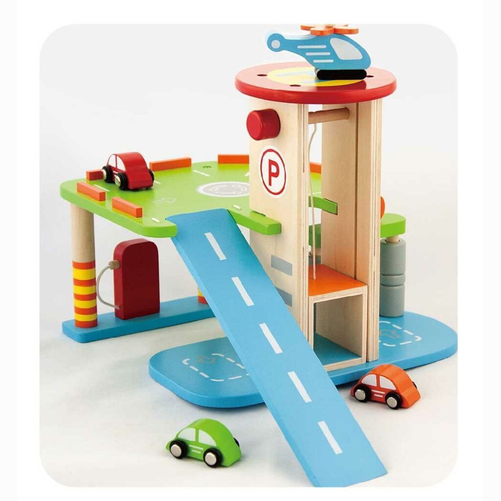 Дървен гараж за коли - детски играчки за момчета(1)-bellamie