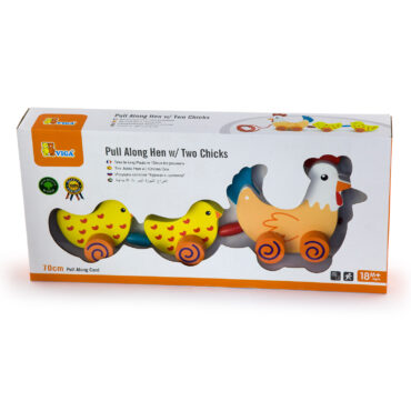 Дървена играчка - Кокошка с пиленца за дърпане от Viga toys(1)-bellamiestore