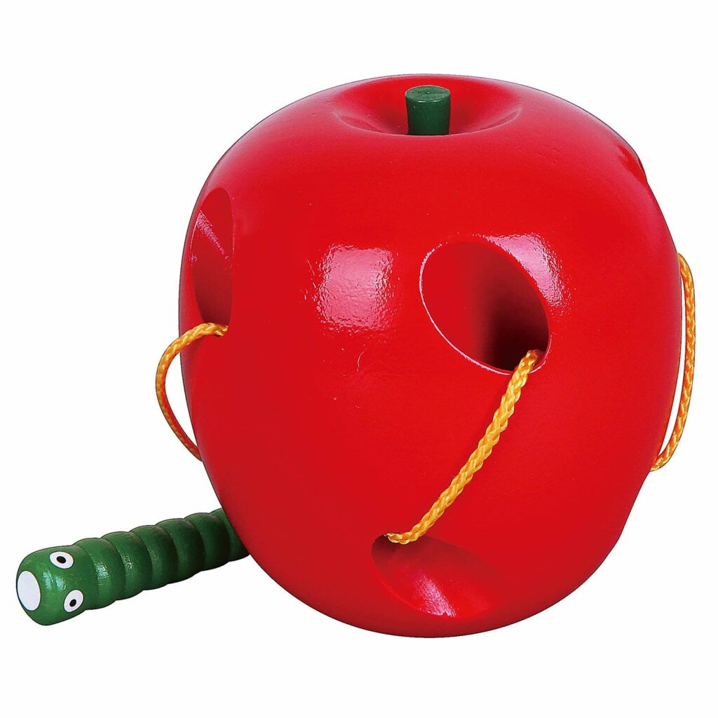 дървена играчка за нанизване - Ябълка- образователни играчки-bellamiestore