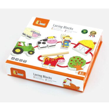 Дървена играчка за нанизване - Ферма - образователни играчки-bellamiestore