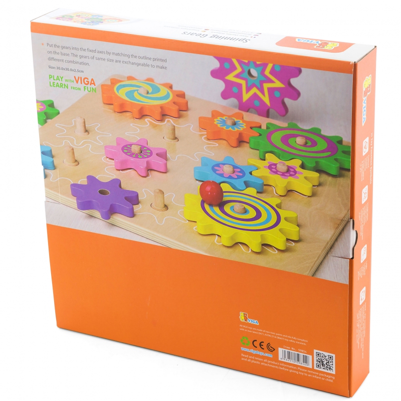 Дървена играчка Зъбчати колела -образователни играчки-bellamiestore