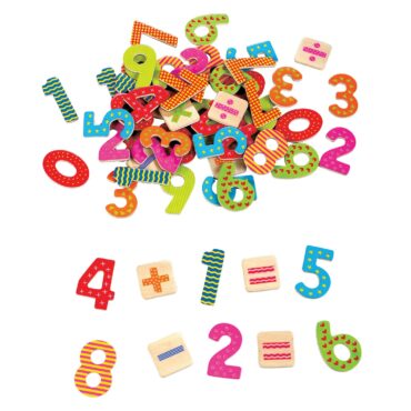 дървени магнитни цифри и знаци-60-броя-образователни играчки-bellamie