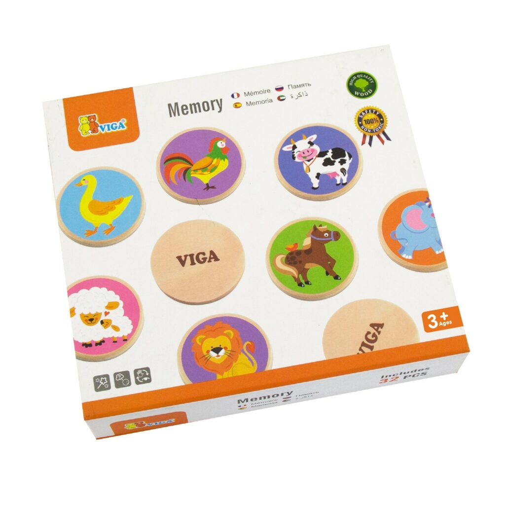 Игра за памет с животни - дървени образователни играчки от Viga toys-bellamiestore