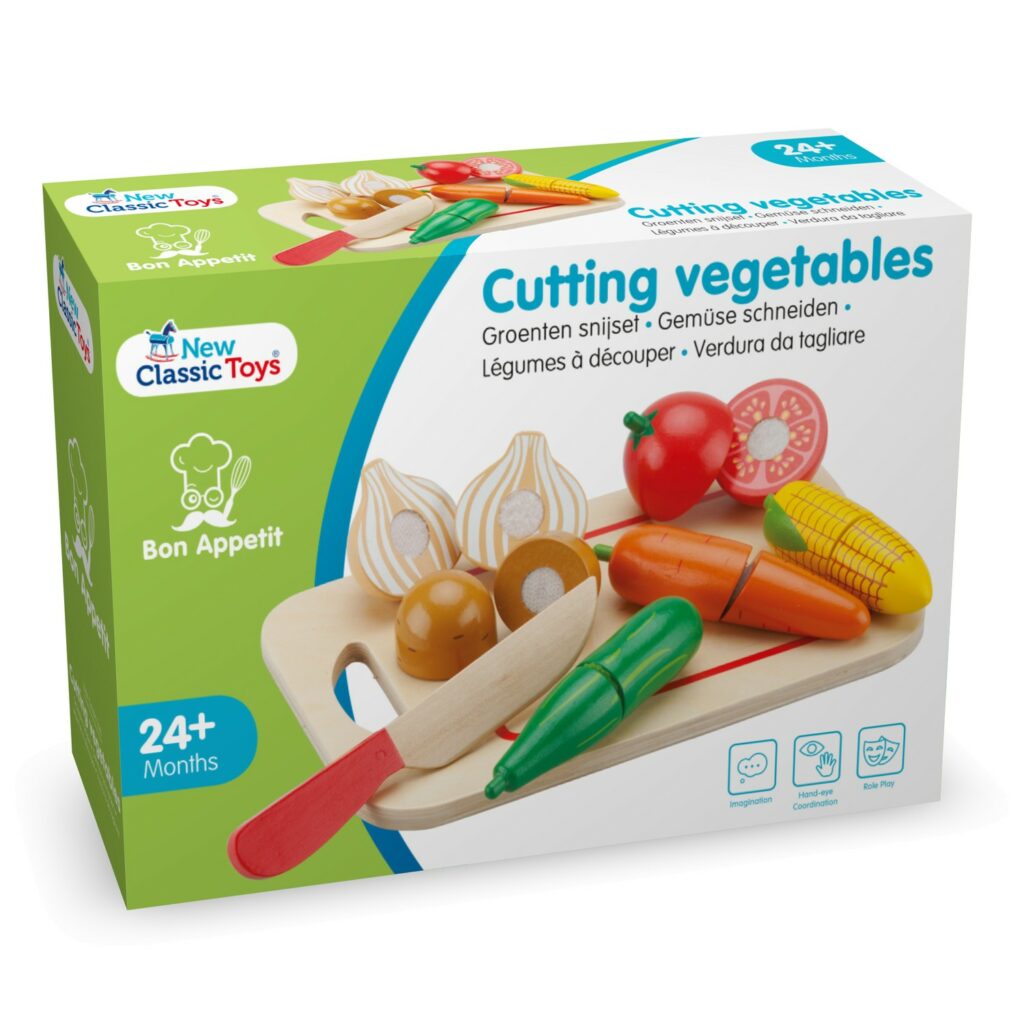 Зеленчуци с дъска за рязане-аксесоар за детска дървена кухня-дървени играчки-bellamiestore