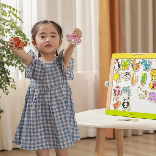 Дървени магнитни животни Viga Toys за деца игра с фигури и учене чрез забавление