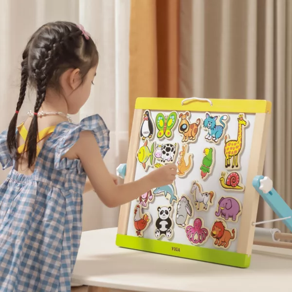 Дървени магнитни животни Viga Toys 20 броя за магнитна дъска и хладилник за деца