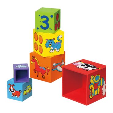 Цветни дървени кубчета -дървени играчки Viga toys-bellamiestore
