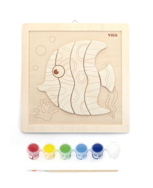 Творчески комплект - дървена дъска за рисуване Рибка от Vigatoys-bellamiestore