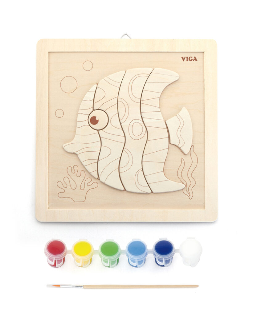 Творчески комплект - дървена дъска за рисуване Рибка от Vigatoys-bellamiestore