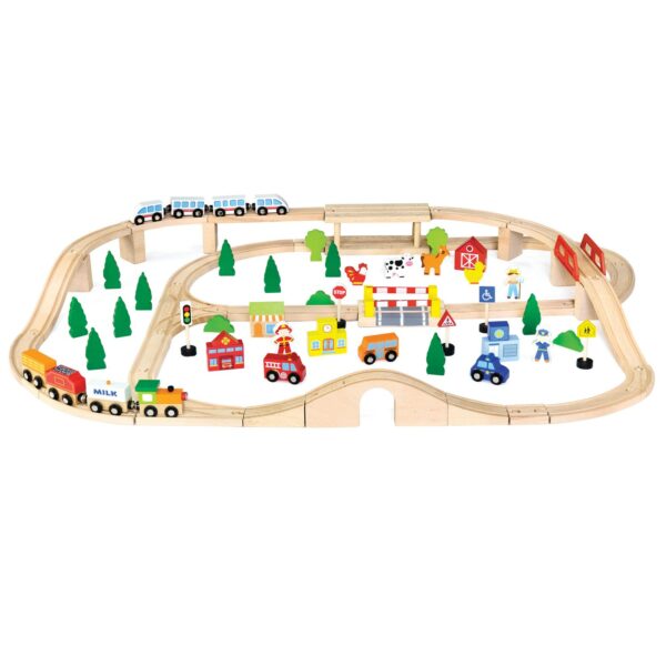 Детски дървен влак-90 части-Viga-Bellamie