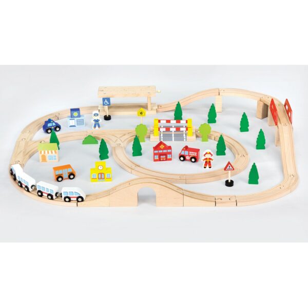 Детски дървен влак-90 части-Viga-Bellamie