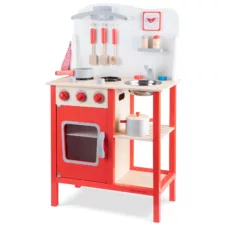 Детска дървена кухня Бон Апети в червено с аксесоари – New Classic Toys