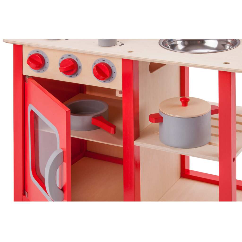 Детска дървена кухня Бон Апети в червено -bellamiestore