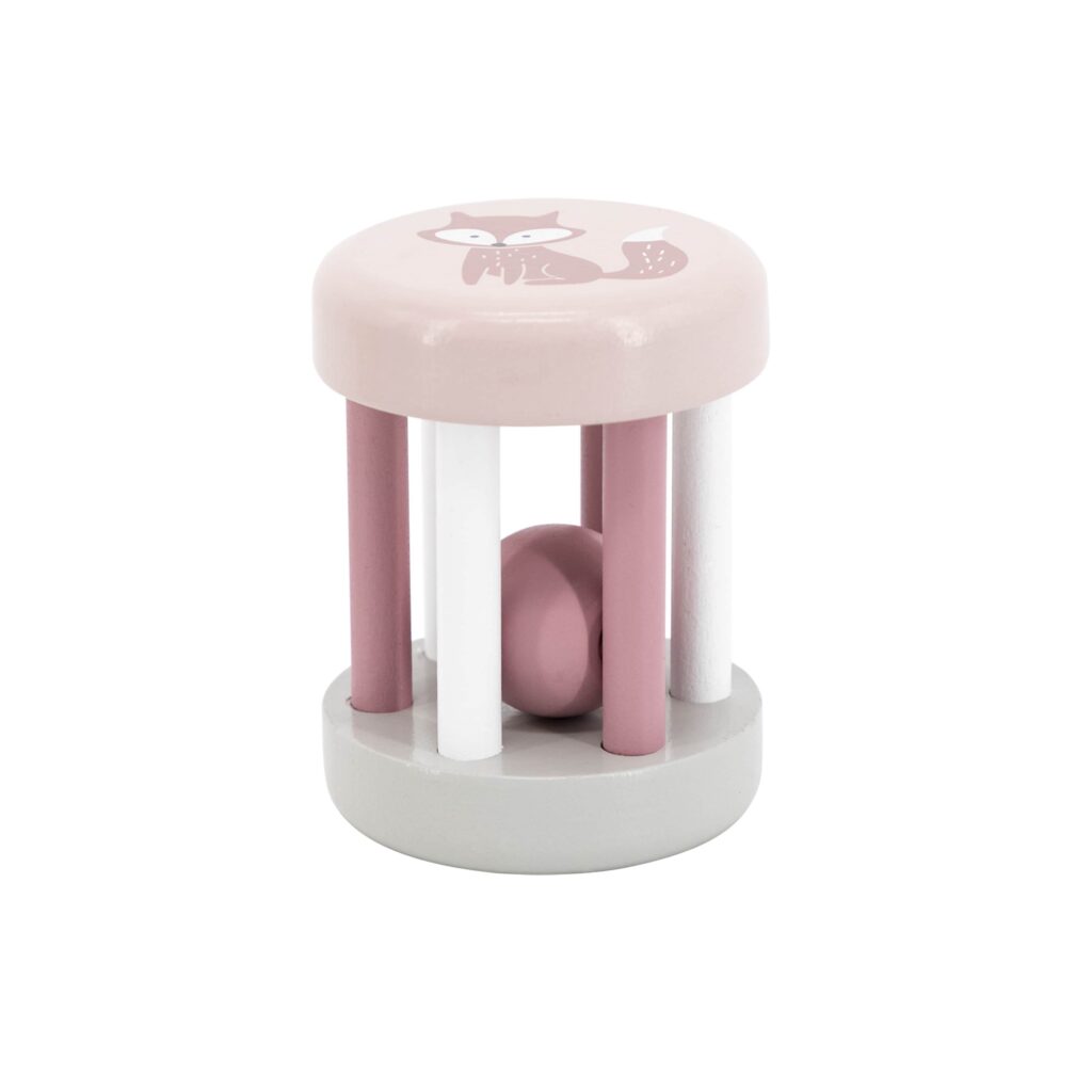 Дървена дрънкалка в розово - бебешки играчки -bellamiestore