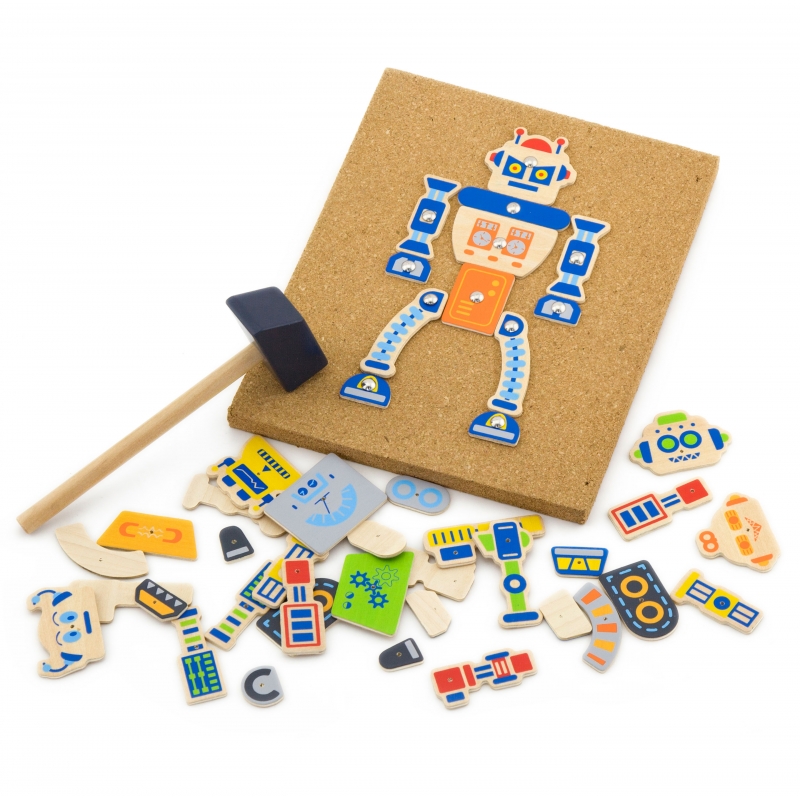 Дървена играчка - Направи си робот-детски играчки за момчета(1)-bellamiestore
