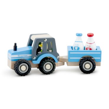 дървена играчка-трактор-с-ремарке-детски играчки за момчета-bellamiestore