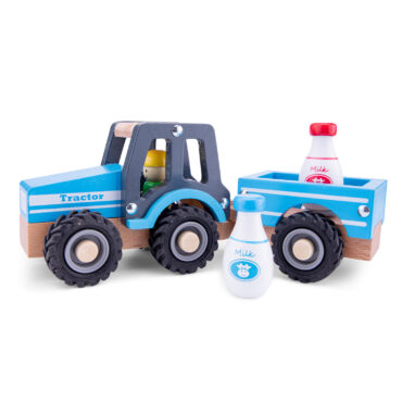 дървена играчка-трактор-с-ремарке-детски играчки за момчета-bellamiestore