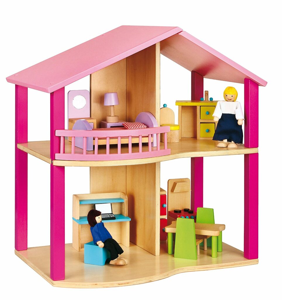 дървена къща за кукли в розово-детски играчки за момичета(2)-bellamie