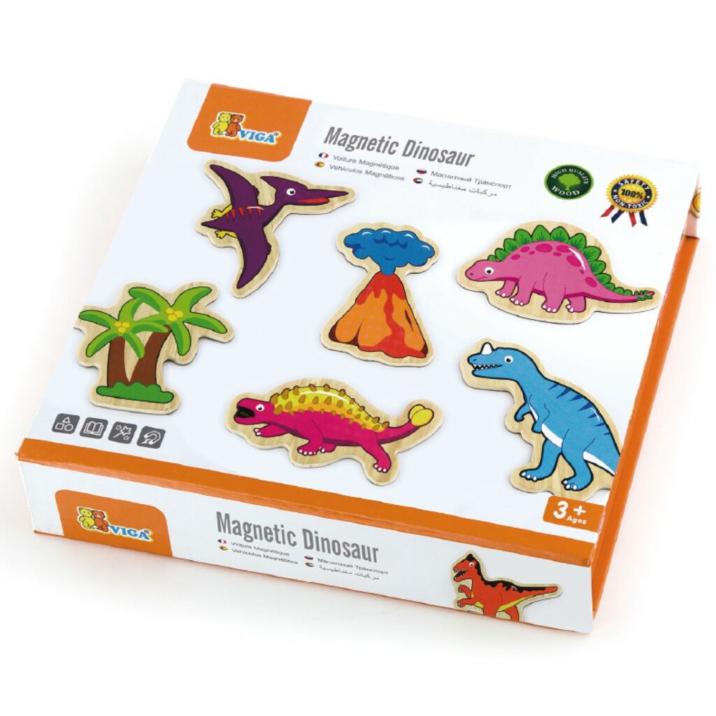 Магнитни динозаври-дървени образователни играчки-bellamiestore