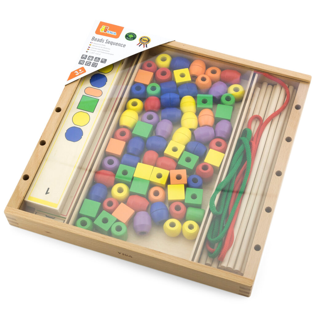 Образователна игра за нанизване на форми -дървени образователни играчки от Viga toys-bellamiestore