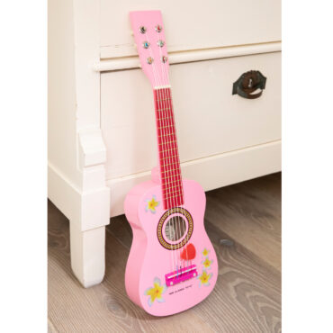 Детска дървена китара на цветя New classic toys-bellamiestore