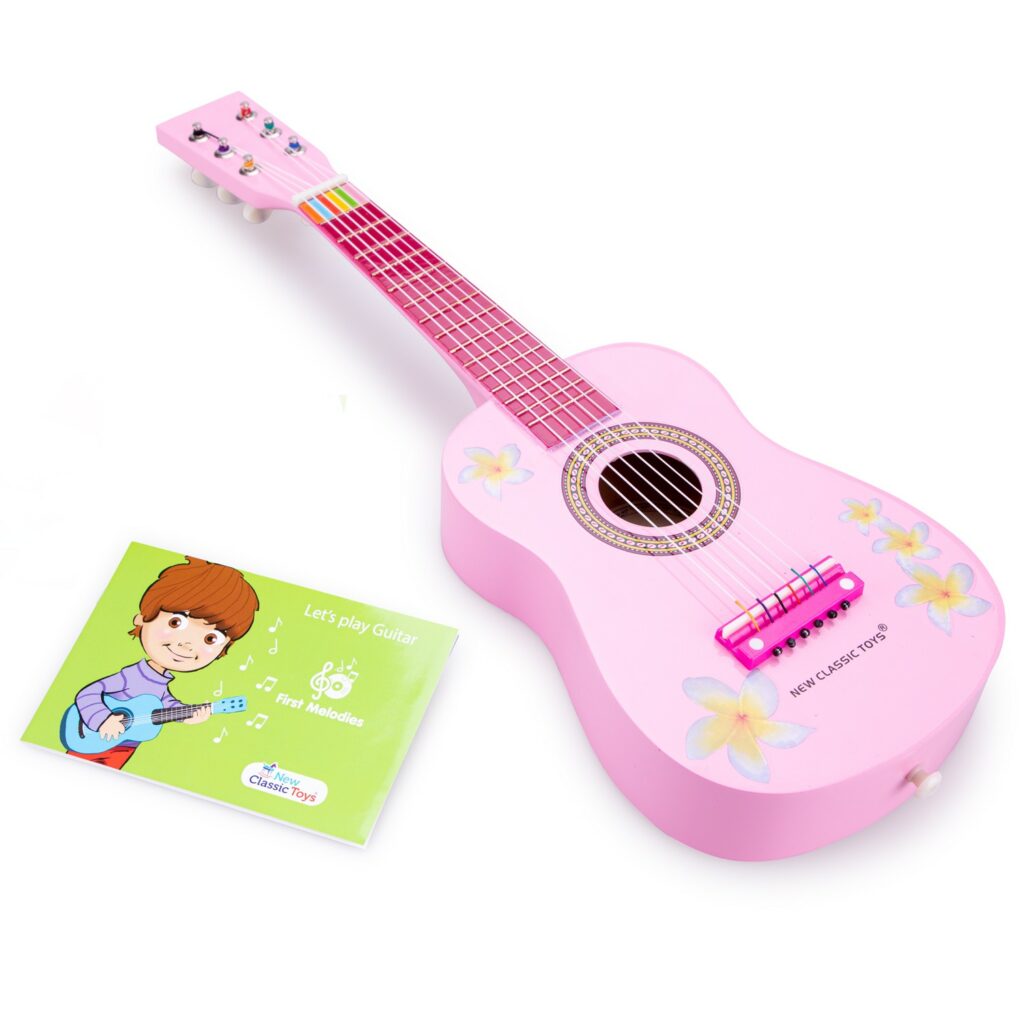 Детска дървена китара на цветя New classic toys-bellamiestore