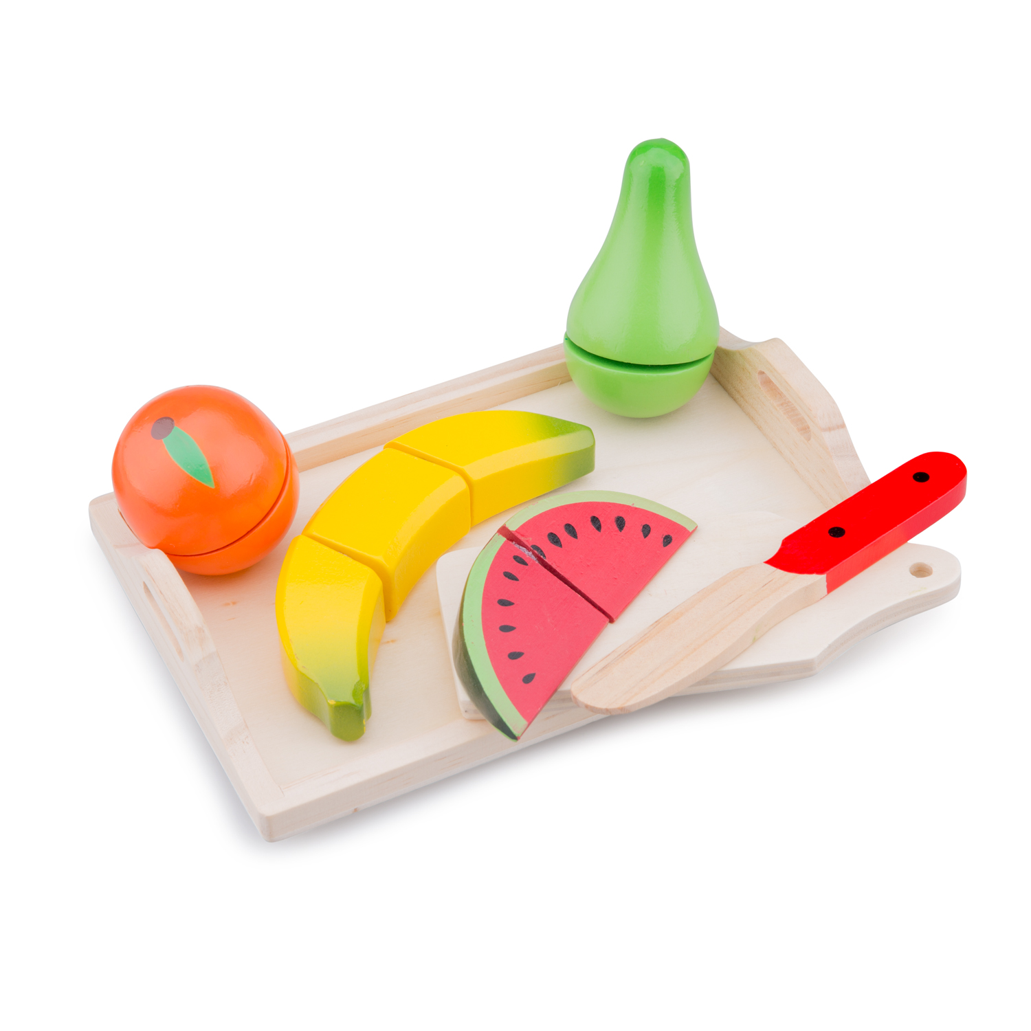 Детска дървена кухня и аксесоари -Комплект плодове за рязане с табла(1)-Bellamie
