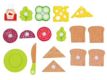 Детска дървена кухня и аксесоари -Кутия за сандвичи" с продукти за рязане(3)-bellamie