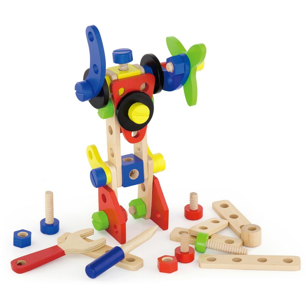Дървен конструктор с гайки и болтове - 68 части - играчка за момчета- Bellamiestore