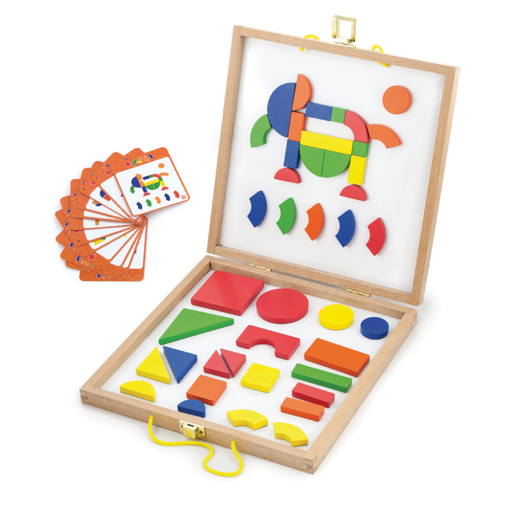 Дървена магнитна мозайка с куфарче -дървени образователни играчки-bellamiestore