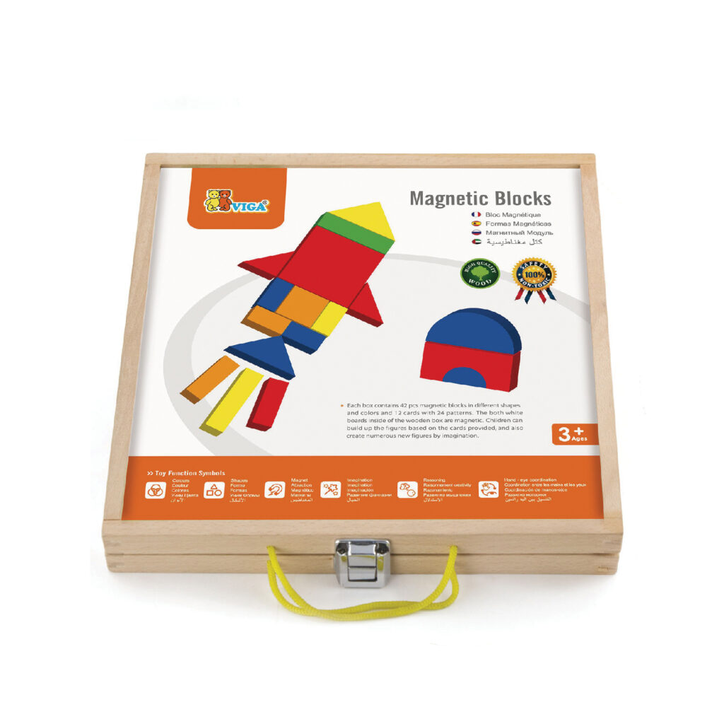Дървена магнитна мозайка с куфарче -дървени образователни играчки(2)- bellamie