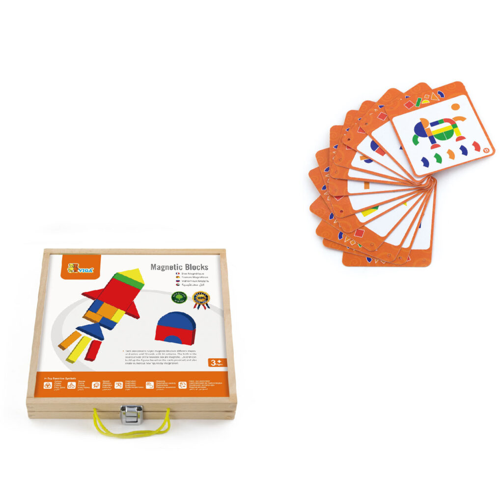 Дървена магнитна мозайка с куфарче -дървени образователни играчки-bellamiestore