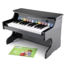 Черно детско електронно пиано New Classic Toys с 25 клавиша и книжка за 3+ години