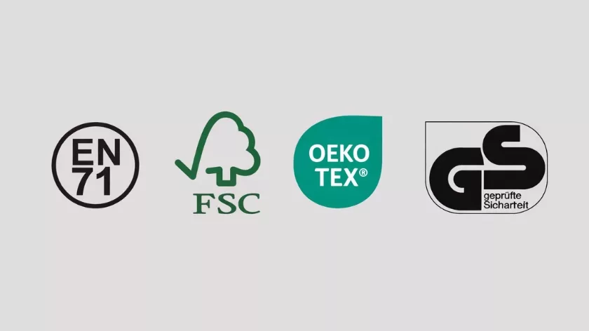 Сертификати за безопасни играчки EN71 FSC Oeko Tex GS стандарти за деца