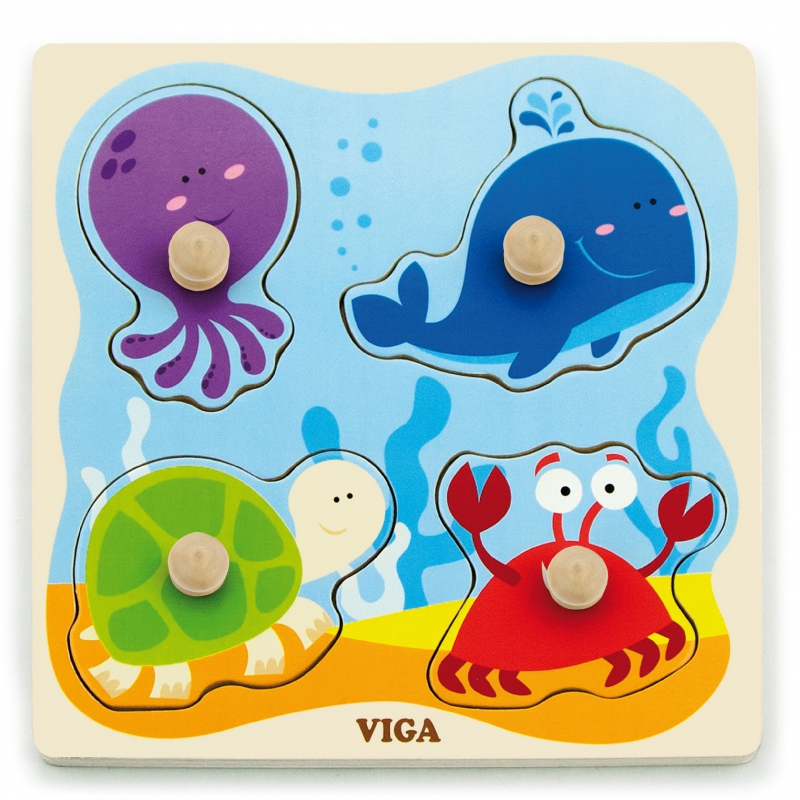 Viga toys детски пъзел с дръжки Морски обитатели-bellamiestore